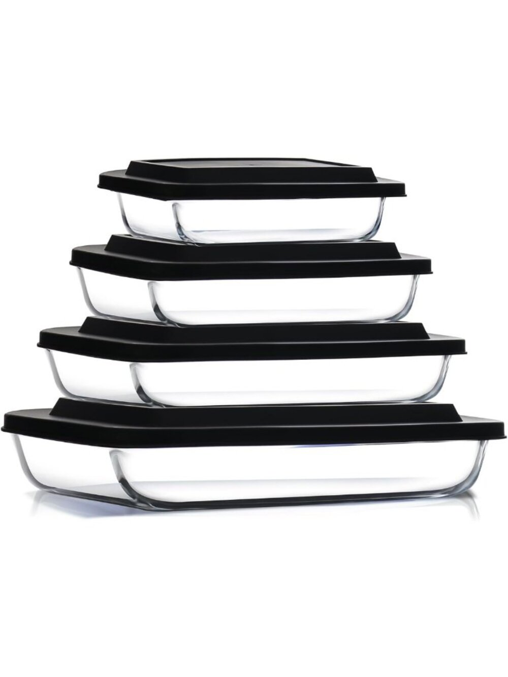 8pc Glass Baking Dishes Set - Oven & Microwave Safe, Leakproof Casserole